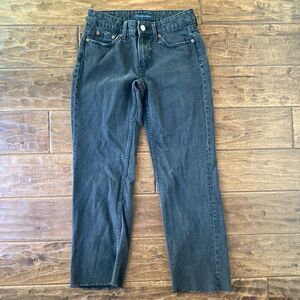 Aeropostale Low Rise 90s Baggy Womens 00 Reg Black Distressed Raw Hem
